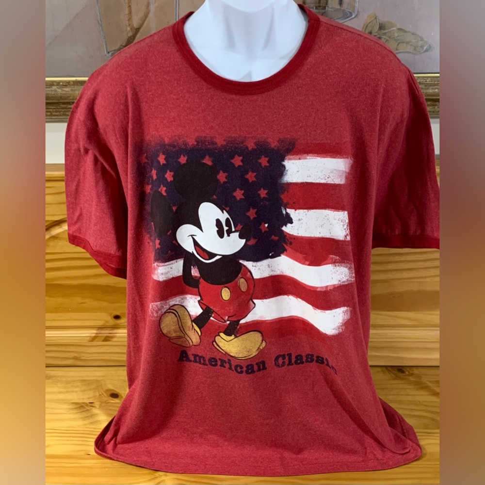Disney Store  AMERICAN CLASSIC MICKEY MOUSE TEE SHIRT RED MENS Sz 2XL DISNEY